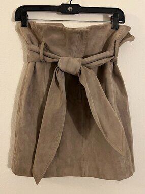 IRO LEATHER BEIGE SUEDE PAPER SKIRT SIZE 36 (XS)